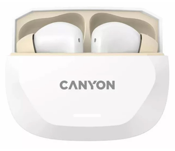 CANYON Słuchawki dokanałowe HEXAGON 7 TWS ANC+ENC Qi Biało - Beżowe - 1348433 - zdjęcie 3